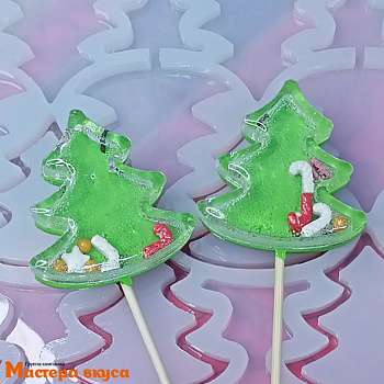 Форма для леденцов силиконовая  погремушка  ЕЛОЧКИ, (6 ячеек) 5*4,8 см 