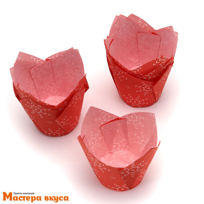 Форма бумажная Тюльпан d50 h80 "Снежинка", упак 12шт