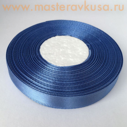 Лента атласная, ГОЛУБАЯ, 12мм, ~33м