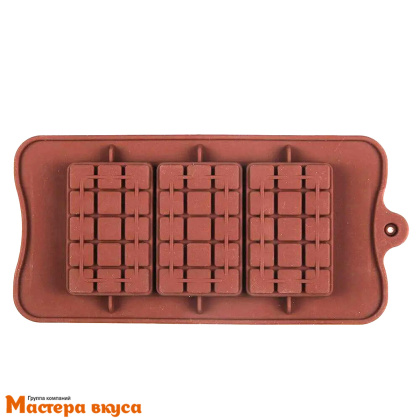 Форма для шоколада силиконовая, плитка КЛАССИЧЕСКАЯ, (3 ячейки 4*8см) 15,5*8*1,4 см