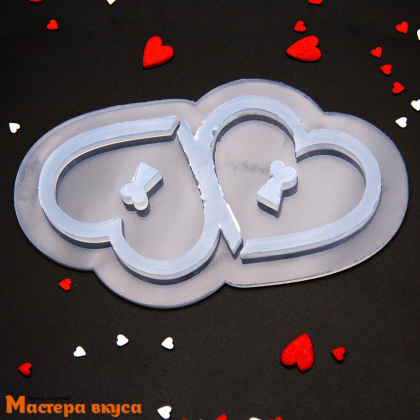 Форма для леденцов силиконовая СЕРДЕЧКО С ЗАМОЧНОЙ СКВАЖИНОЙ, (2 ячейки) 6*4,8 см 