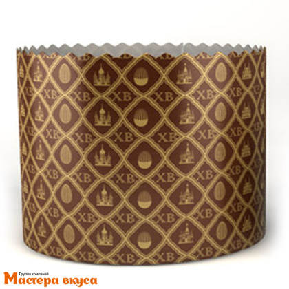Форма бумажная для кулича (150г) d70*h85 мм ПАСХА (золото)
