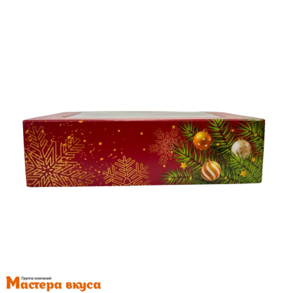 Упаковка для конфет  6 шт с окном и обечайкой 137*98*38 мм НГ (Зима Бордо)