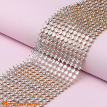 Лента  декоративная h~ 6см, со стразами выпуклыми ЗОЛОТО, -1м