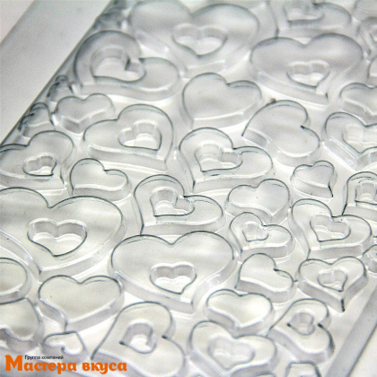 Форма для шоколада пластиковая, плитка В СЕРДЕЧКАХ, 160*100*9,7 мм