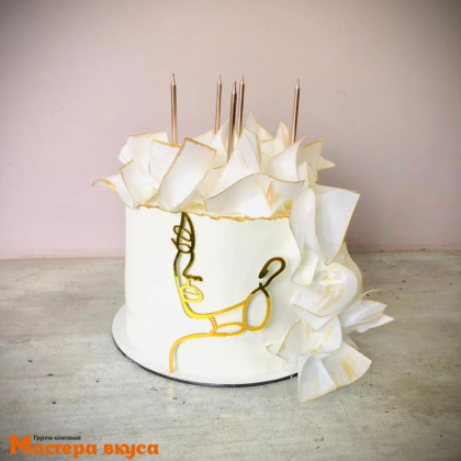 Зеркальное украшение КОНТУР ЛИЦА (ДЕВУШКА С СЕРЬГОЙ), золото, ~11*15 см (без палочки)