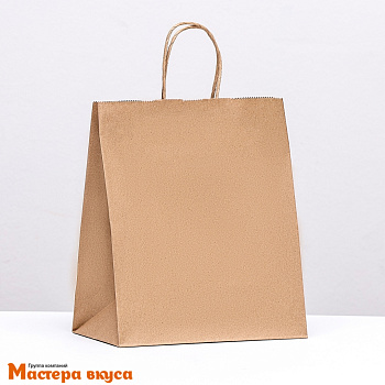 Пакет бумажный с кручеными ручками 220*120*250 мм, (крафт)