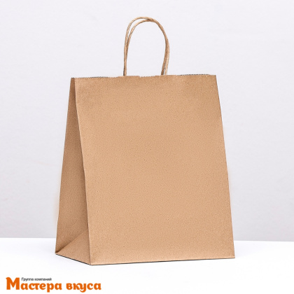 Пакет бумажный с кручеными ручками 220*120*250 мм, (крафт)