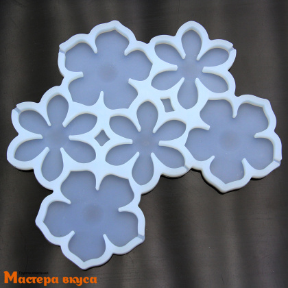 Форма для леденцов силиконовая ЦВЕТОЧКИ, (6 ячеек) 14*12*0,7 см