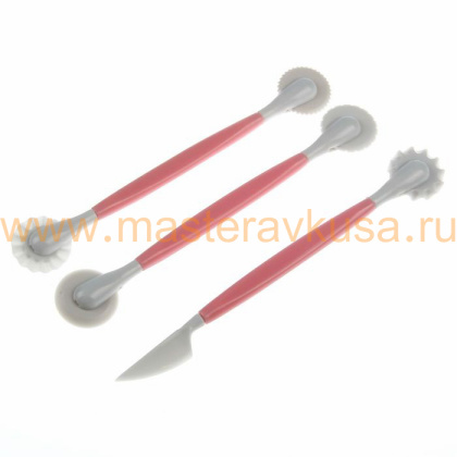 Набор инструментов для работы с мастикой двухсторонние (набор 3 шт), пластик