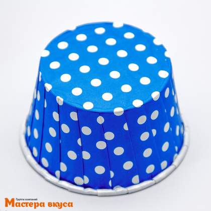 Форма бумажная Маффин 50*40 мм, ламинированная ГОЛУБАЯ В ГОРОХ