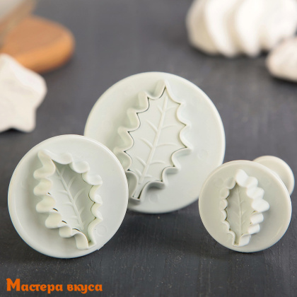 Вырубка-плунжер с выталкивателем ЛИСТИКИ РЕЗНЫЕ, d~7/ 6,5/ 5 см, (набор 3 шт) 