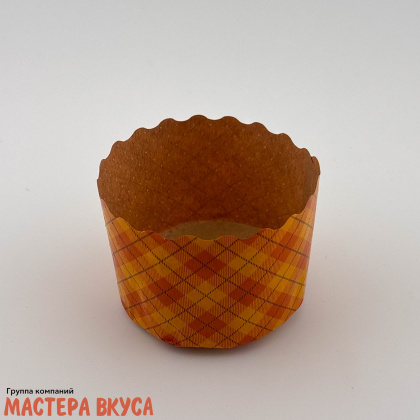 Форма бумажная для кулича ( 75г) d60*h45 мм ОРАНЖЕВАЯ КЛЕТКА