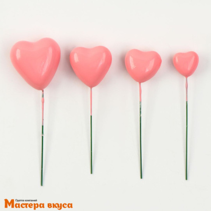 Набор топперов СЕРДЦА, розовые (набор 20 шт) ~12-15см