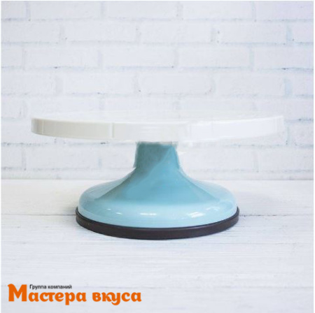 Подставка для торта вращающаяся, пластик, D-29,5см  h-12,8см, Голубая
