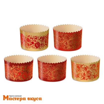 Форма бумажная для кулича (500г) d134*h100 мм КРАСНАЯ ПАСХА
