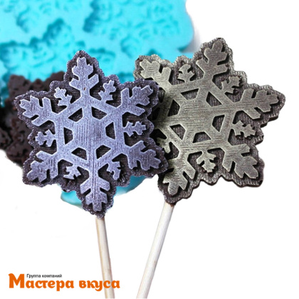 Форма для леденцов силиконовая  СНЕЖИНКИ, (6 ячеек) 14*11,5 см 