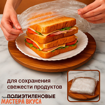 Пакет- крышка на резинке для хранения продуктов, d до 37 см, 50 шт