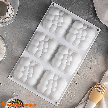 Форма силиконовая, для муссовых десертов ОБЛАЧКО, (6 ячеек) 30*18,8*3,5 см