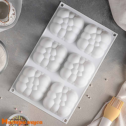 Форма силиконовая, для муссовых десертов ОБЛАЧКО, (6 ячеек) 30*18,8*3,5 см
