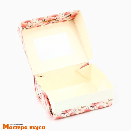 Упаковка для сладостей с окном 10*8*3,5 см "С 8 Марта!", цветы