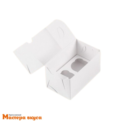Коробка для  2 капкейков с окном, 160*100*100 мм (белая), АП