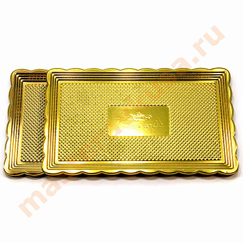 Поднос прямоугольный МЕДОРО пластик (золото), 15*35 см