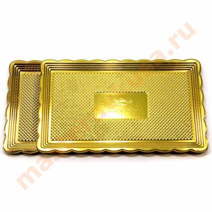 Поднос прямоугольный МЕДОРО пластик (золото), 15*35 см