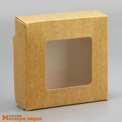 Упаковка для пряников и печенья с окном 11,5*11,5*4 см (крафт)
