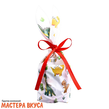 Пакет для сладостей  с завязками-ушками 12*22 см, "Динозавры"