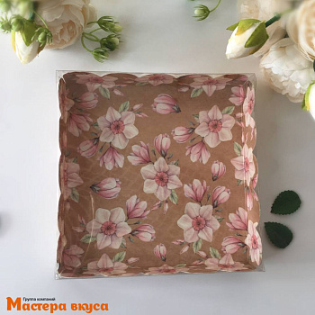 Упаковка для пряников и печенья с прозр. крышкой 150*150*30 мм  (Нарциссы)