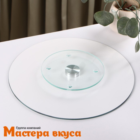 Подставка для торта вращающаяся, стекло, D-32 см, МАРБЛ