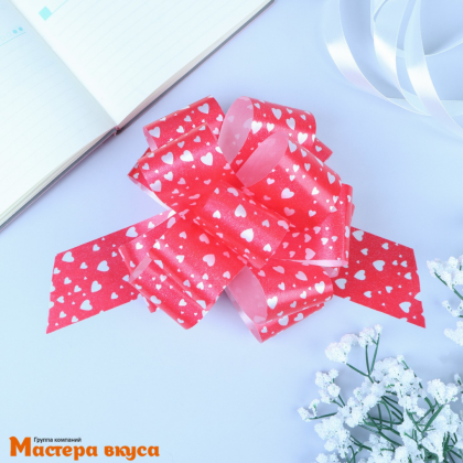 Бант-шар  КРАСНЫЙ Сердца, (ш 5 см) d~10 см