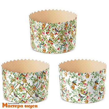 Форма бумажная для кулича (150г) d70*h85 мм ПТИЧКИ В САДУ