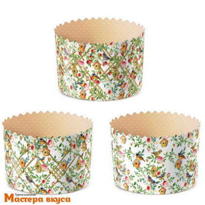 Форма бумажная для кулича (100г) d70*h60 мм ПТИЧКИ В САДУ