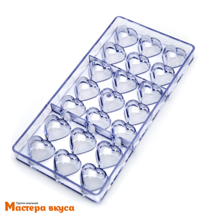 Форма для шоколада  прочный пластик СЕРДЦА, (21 ячейка) 33*16 см