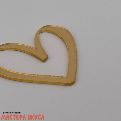 Зеркальное украшение  мини СЕРДЦЕ, золото, контур, ~4 см