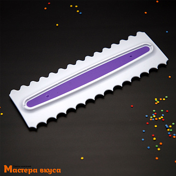 Шпатель-скребок  Фигурный ВОЛНЫ двухсторонний 23*7,5 см, (пластик) "Праздник"