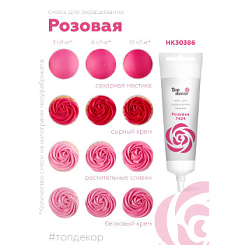 Краситель гелевый Top decor, РОЗОВЫЙ (малиновый), 100гр