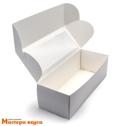 Упаковка для сладостей с окном 260*100*80 мм (белая)