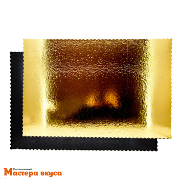 Подложка ФИГУРНАЯ картон прямоугольная золото/черная, 440*540 мм