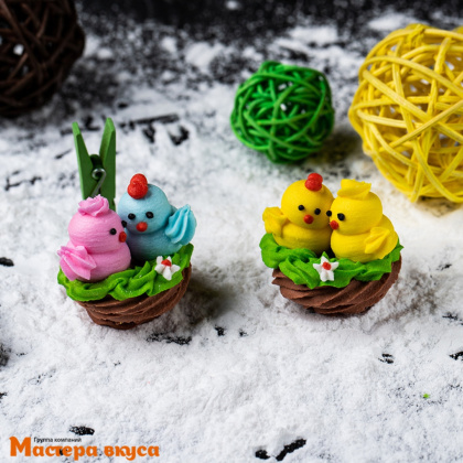 Сахарная фигурка ЦЫПЛЯТА В ГНЕЗДЕ, h~4см 