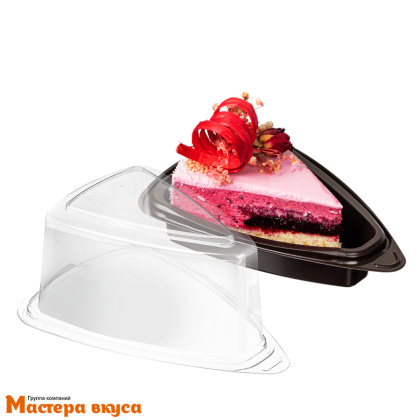 Контейнер для 1 кусочка торта, 120*86*86 мм, (коричн.дно+крышка) Т-2