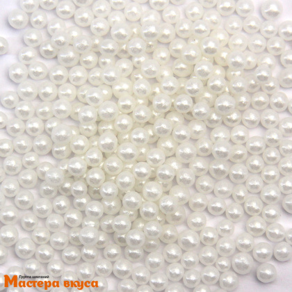 Посыпка Шарики сахарные Жемчуг БЕЛЫЙ перламутр (4мм), 25гр 