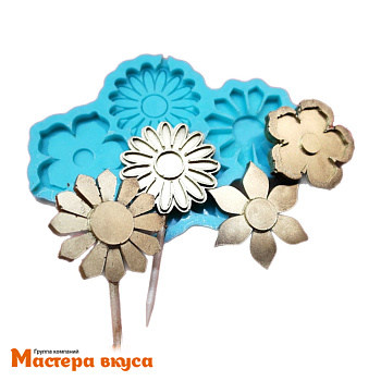 Форма для леденцов силиконовая ЦВЕТЫ, (4 ячейки) d 5см