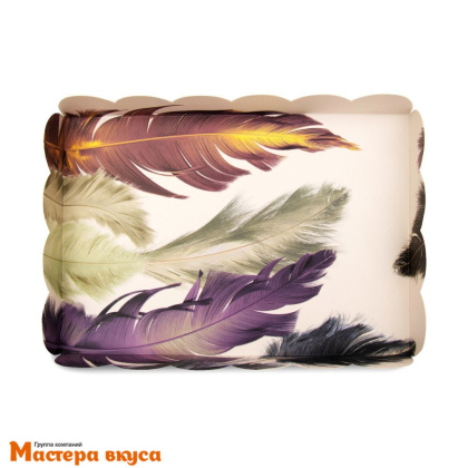 Упаковка для пряников и печенья с прозр. крышкой 220*150*30 мм  (Перья)