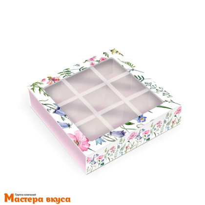 Упаковка для конфет  9 шт с обечайкой 147*147*34мм (Колокольчики)