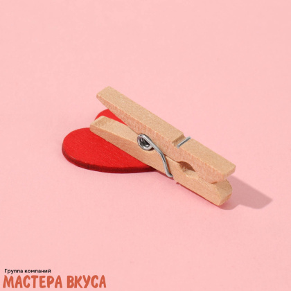 Декор прищепки "Сердца" красные, (набор 10 шт), 10,5*7*2 см