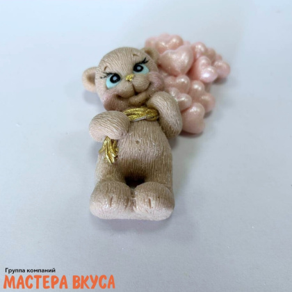 Фигурка из шок. глазури "Мишка с шариками" 2D, h~7 см