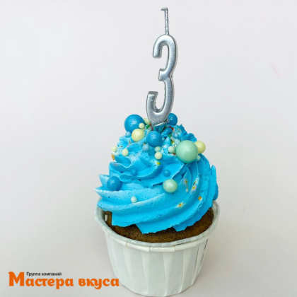 Свеча-цифра "МИНИ", серебро - 3  (h-4.5см)